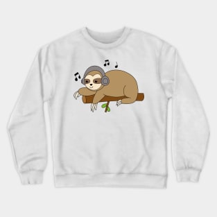 Sloth with Headphones Crewneck Sweatshirt